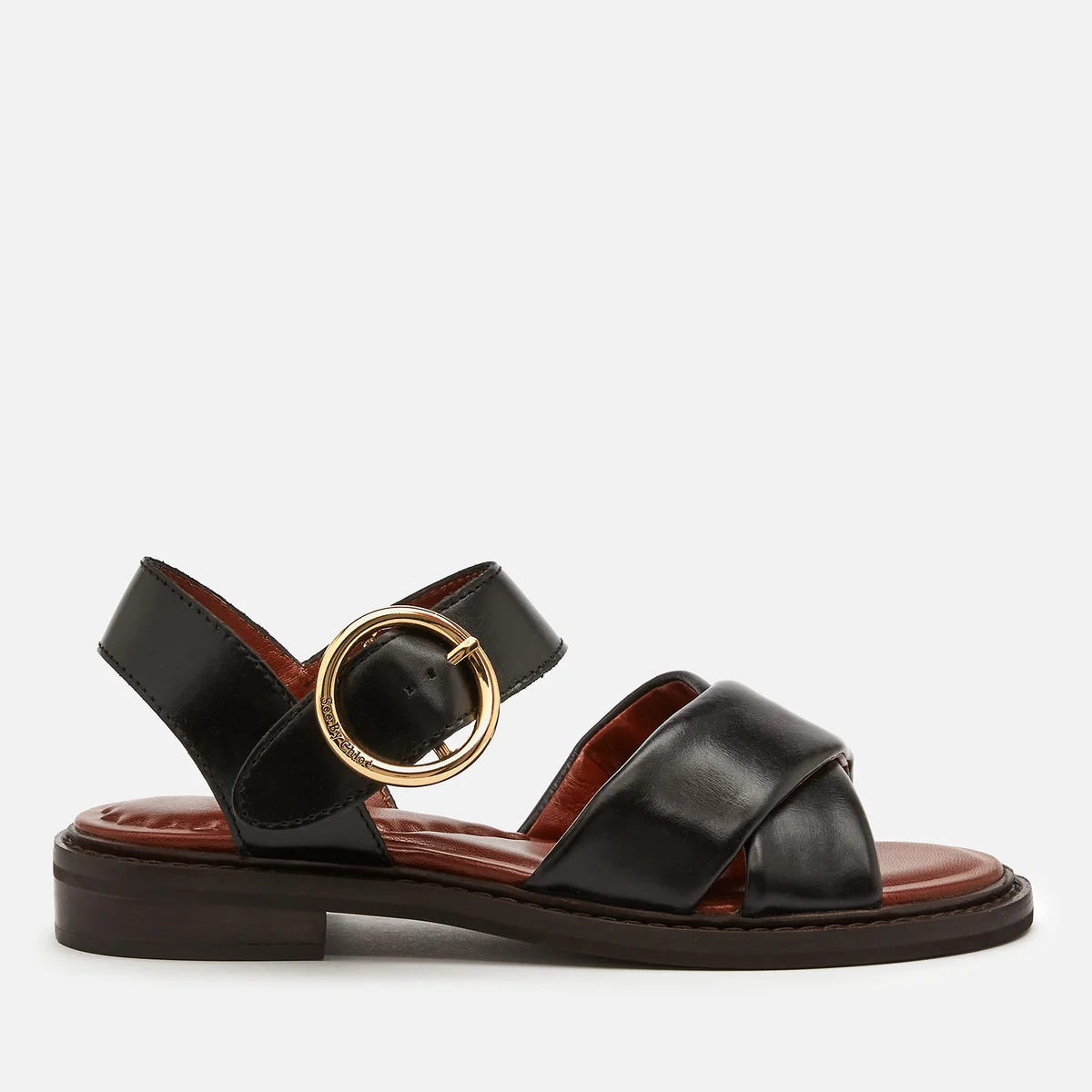 See By Chloé Women's Lyna Leather Flat Sandals - Black Image 1