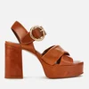 See By Chloé Women's Lyna Leather Platform Heeled Sandals - Light Brown - Image 1