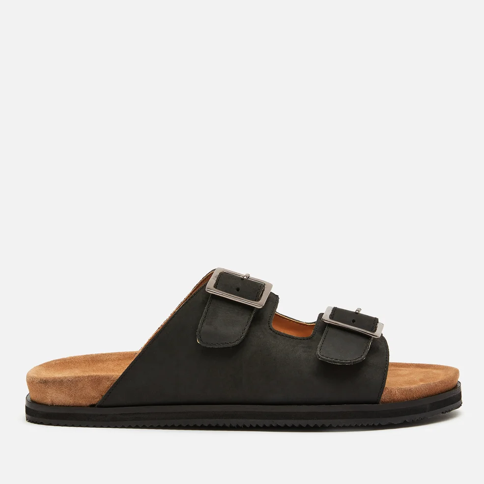 Walk London Men's Sunset Leather Double Strap Sandals - Black Image 1