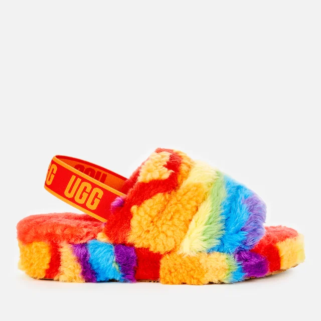 UGG Women's Fluff Yeah Pride Collection Slippers - Rainbow Stripe