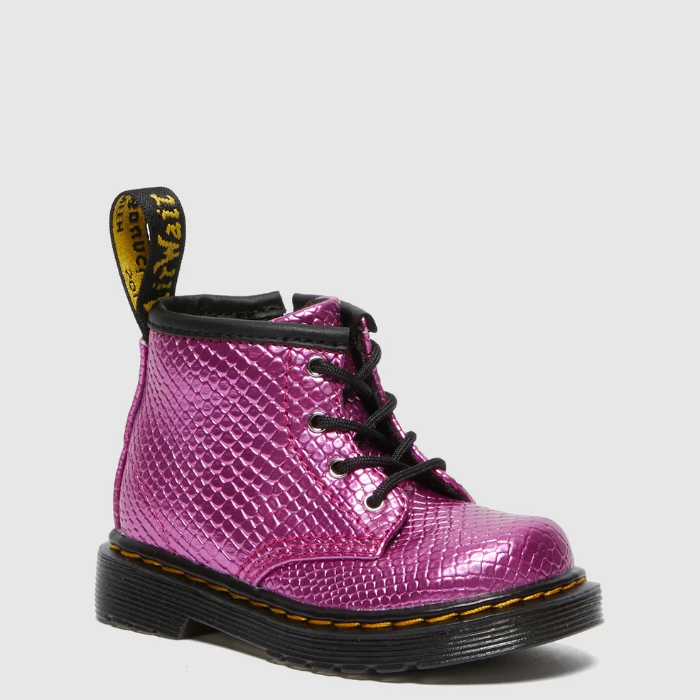 Dr. Martens Babies' 1460 Patent Lamper Lace Up Boots - Pink Reptile Emboss Image 1