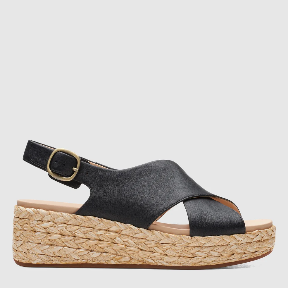 Clarks Women's Kimmei Cross Leather Wedged Sandals - Black Image 1
