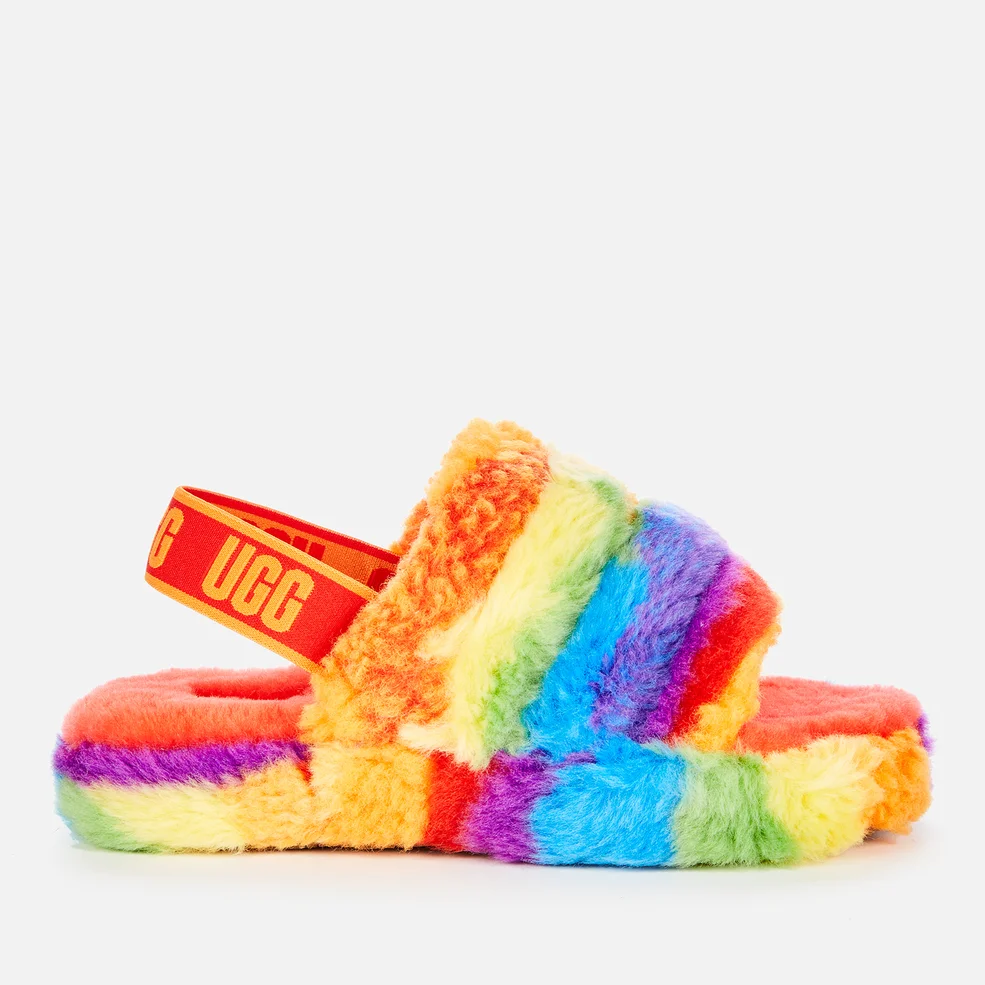 UGG Kids' Fluff Yeah Cali Collage Slide Slippers - Rainbow Stripe Image 1