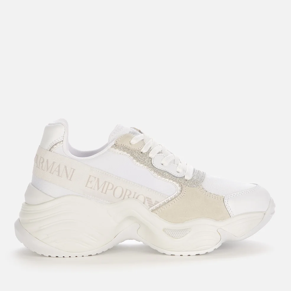 Emporio Armani Women's Leather Chunky Running Style Trainers - White Image 1
