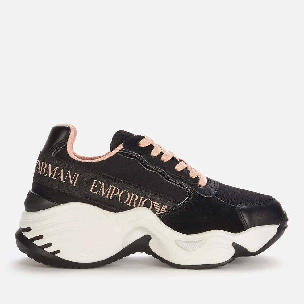 Emporio Armani Women's Leather Chunky Running Style Trainers - Black Image 1