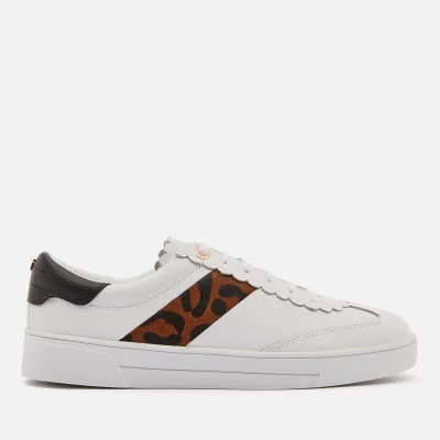 Ted Baker Women's Allvap Leather Cupsole Trainers - White/Leopard