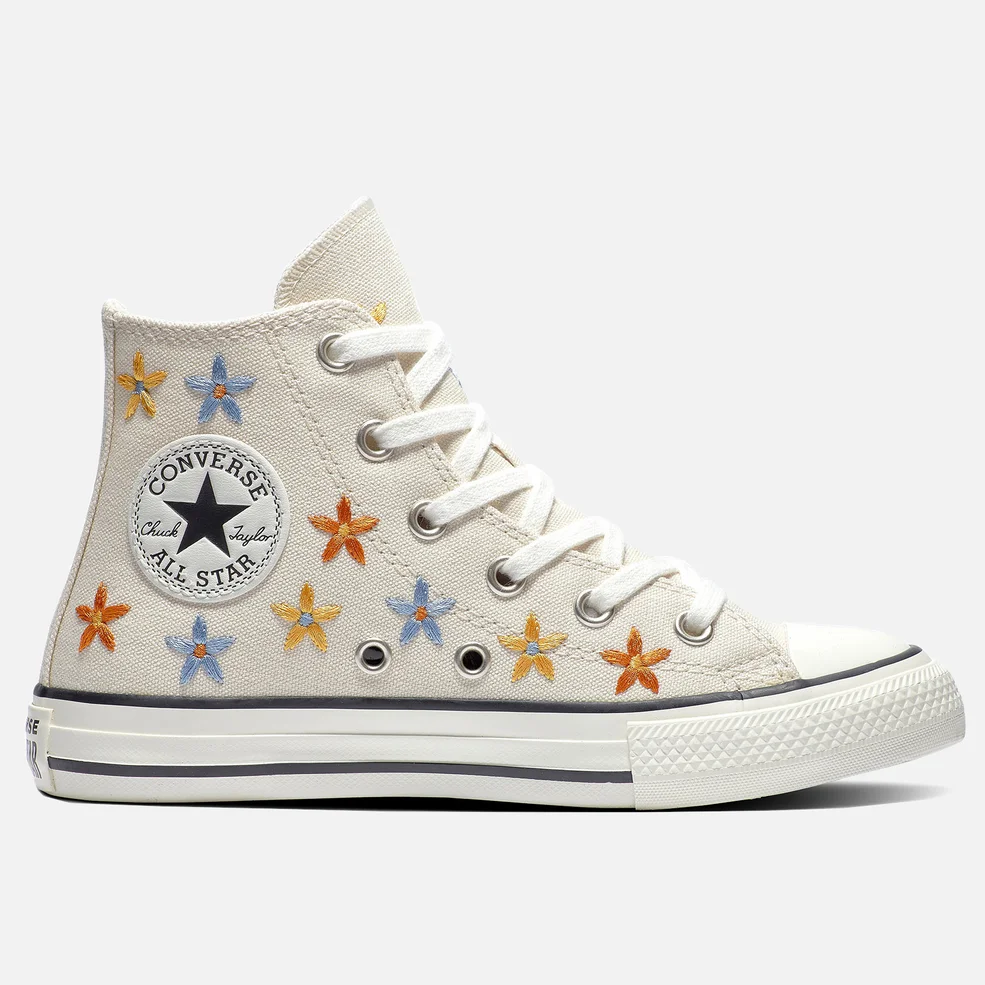 Converse Kids' Chuck Taylor All Star Hi - Top Floral Trainers - Natural Ivory/Egret Image 1