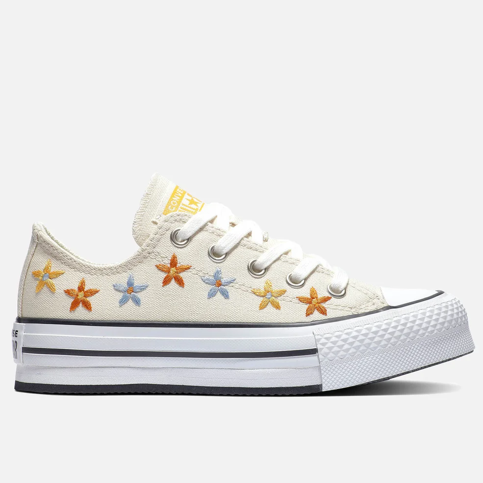Converse Kids' Chuck Taylor All Star Digital Ox Floral Trainers - Natural Ivory/Egret Image 1