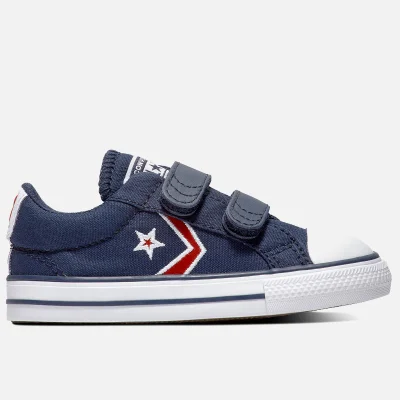 Converse Toddlers' Star Player Embroidered Ox Velcro Trainers - Obsidian/University Red