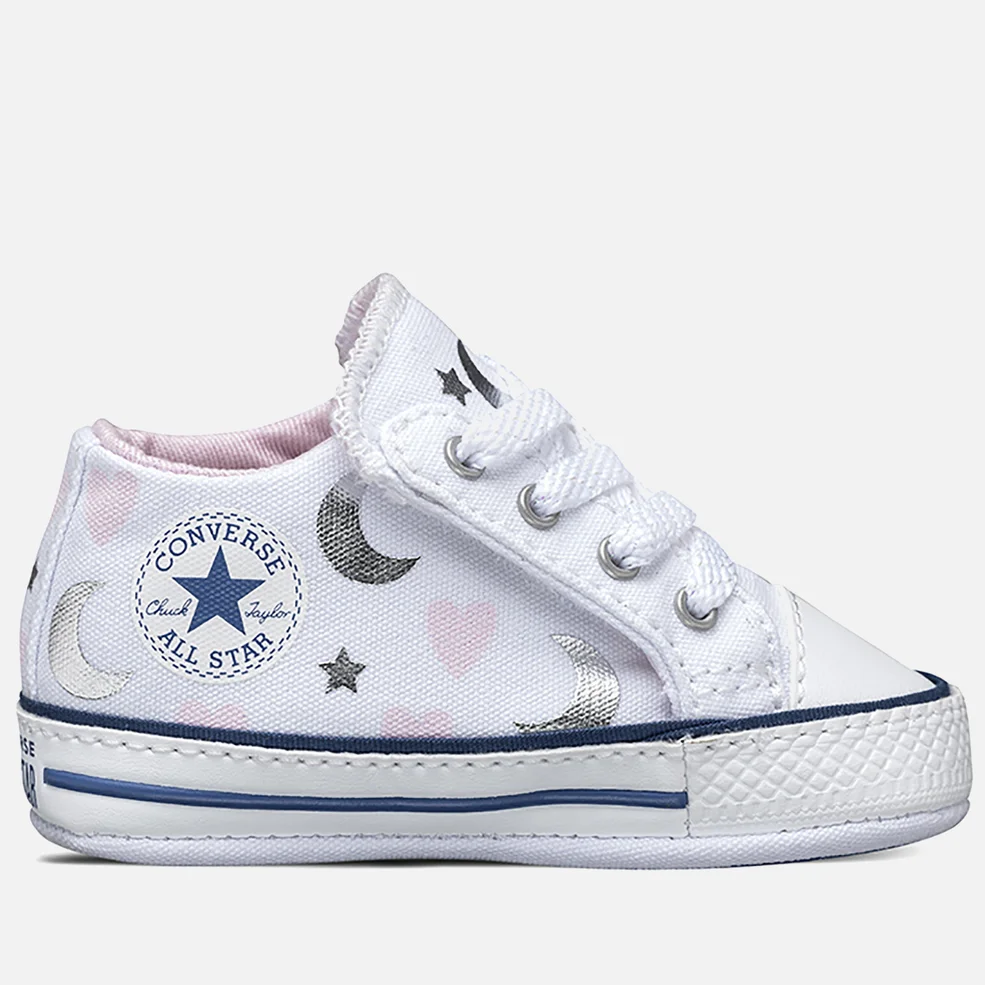 Converse Babies' Chuck Taylor All Star Cribster Soft Trainers - White/Pink/Silver Image 1