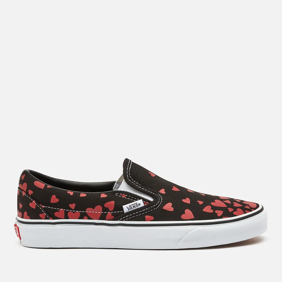 Vans Women's Valentines Hearts Classic Slip-On Trainers - Black/Pink/Red Image 1