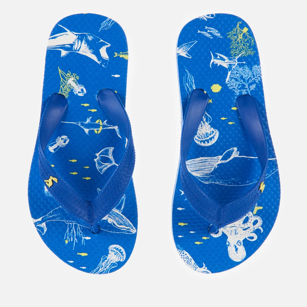Joules Kids' Flip Flops - Blue Sea Animals Image 1