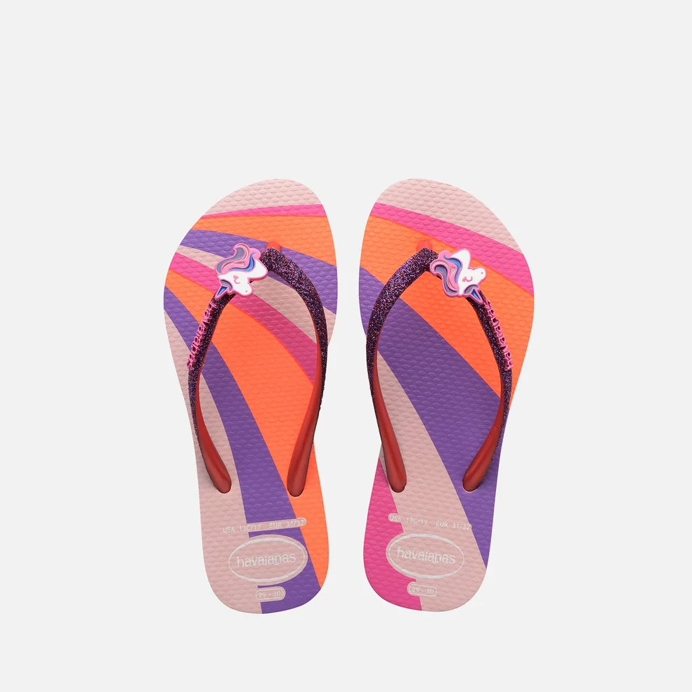 Havaianas Girls' Slim Glitter II Flip Flops - Candy Pink Image 1