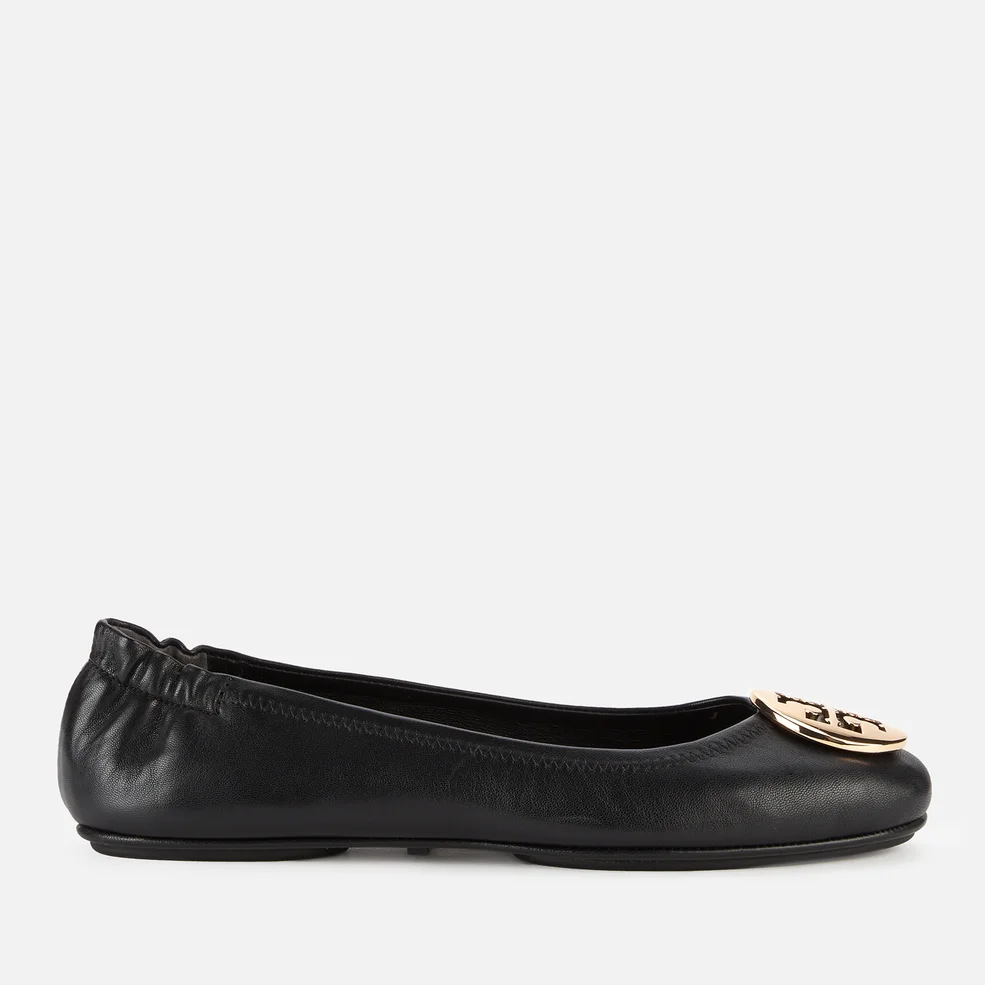 Tory Burch Women's Minnie Metal Logo Leather Ballet Flats - Perfect Black/Gold Image 1