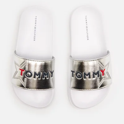 Tommy Hilfiger Kids' Logo Print Sliders - Silver
