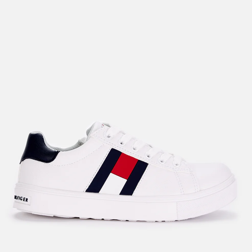 Tommy Hilfiger Boys' Low Top Flag Trainers - White/White/Blue Image 1