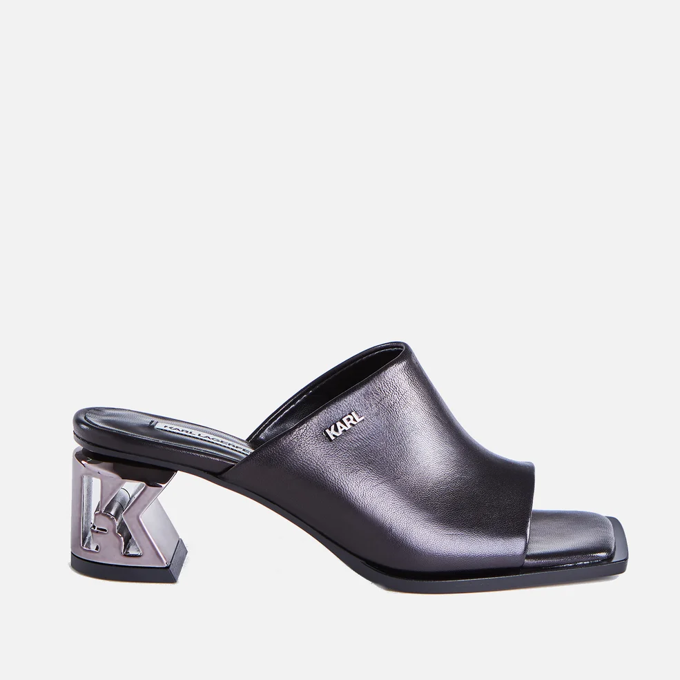 KARL LAGERFELD Women's K-Blok Leather Square Toe Heeled Mules - Black Image 1