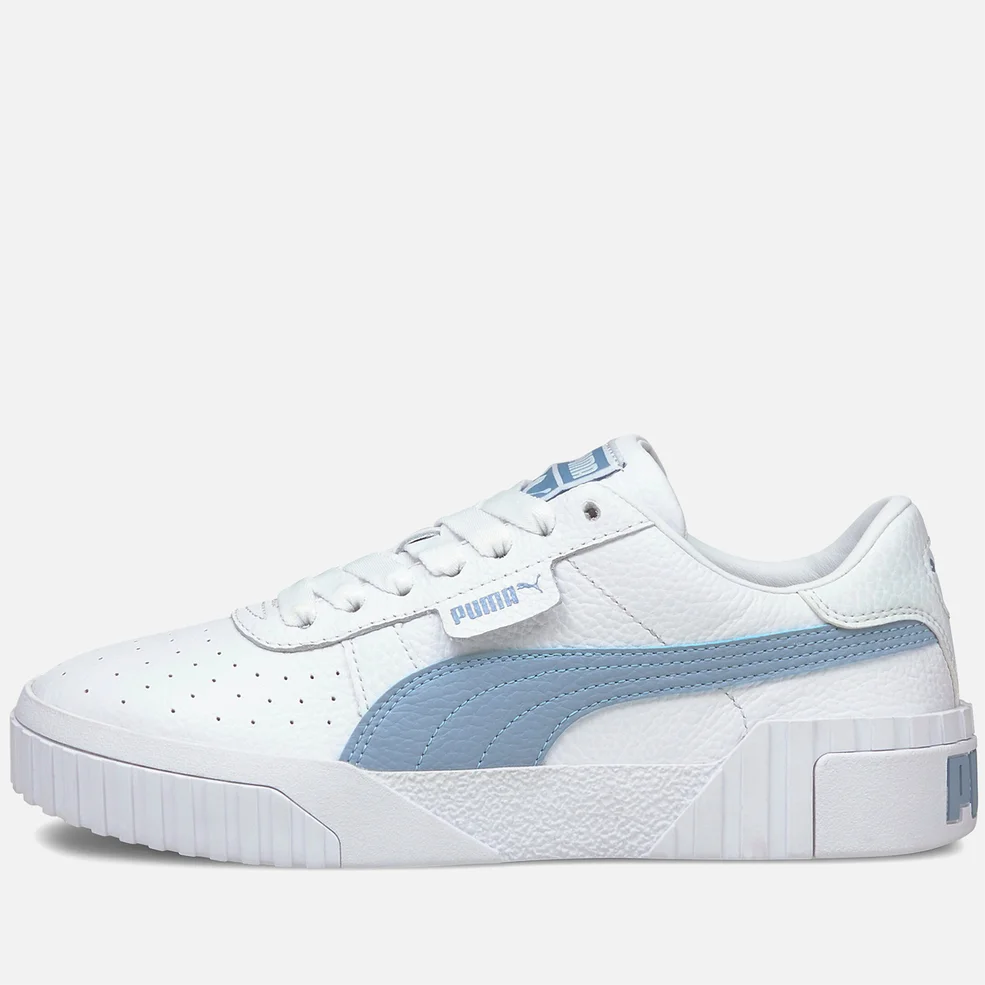 Puma Women's Cali Perforated Leather Trainers - Puma White/Forever Blue Image 1