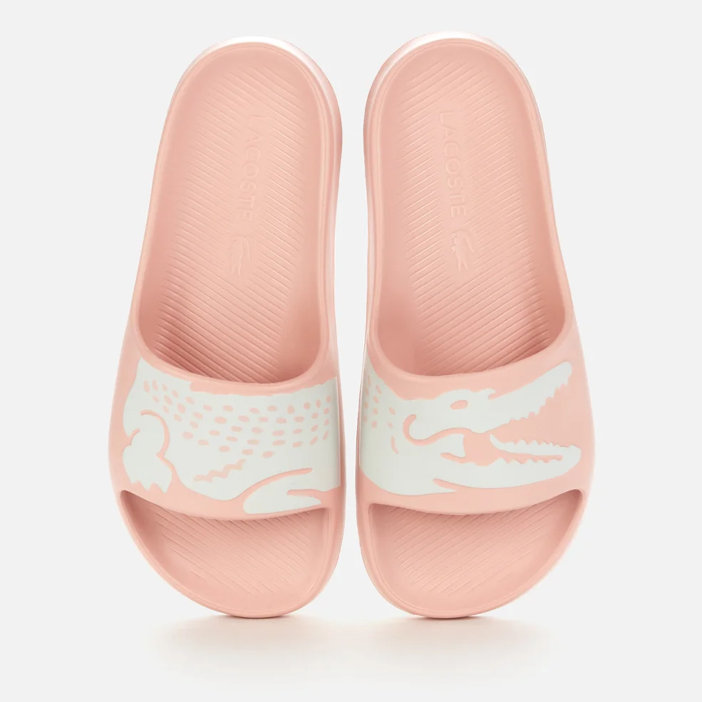 Lacoste Women's Croco 2.0 0721 1 Slide Sandals - Light Pink/White Image 1