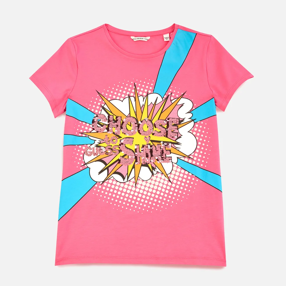 Guess Girls' Short Sleeved T-Shirt - Pop Pink Image 1