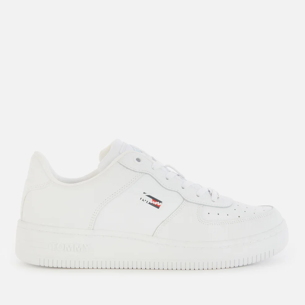 Tommy Jeans Women's Textured Leather Basket Cupsole Trainers - White Image 1
