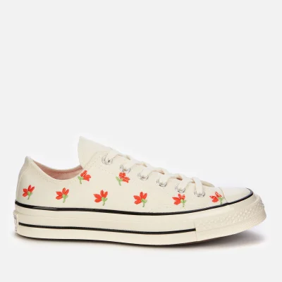 Converse Women's Chuck 70 Embroidered Garden Party Ox Trainers - Egret/Bright Poppy/Black