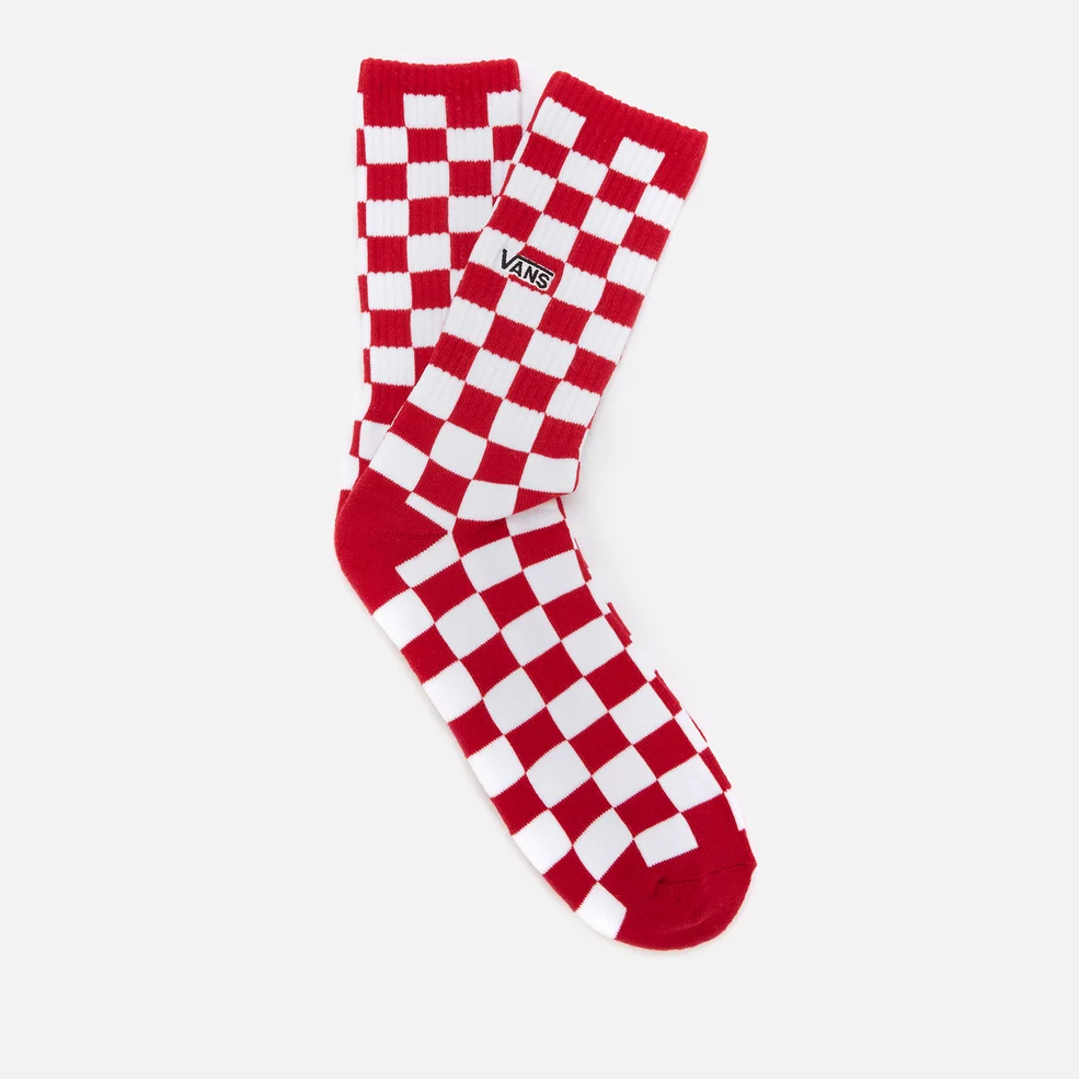 Vans Men's Checkerboard Crew Socks - Red/White Check Image 1