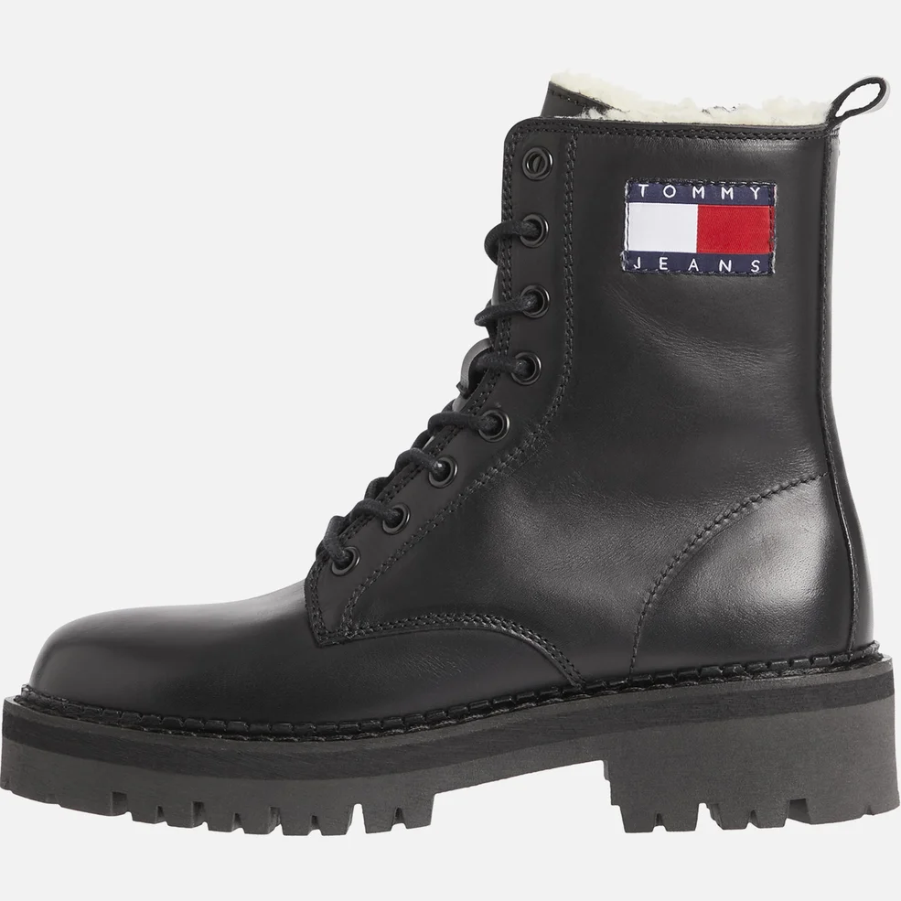 Tommy Jeans Women's Flag Leather Lace Up Boots - Black Image 1