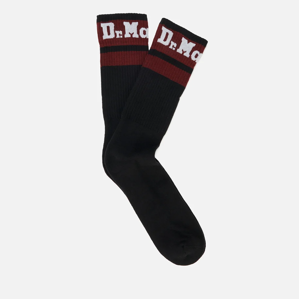 Dr. Martens Athletic Logo Socks - Black/Cherry Red Image 1