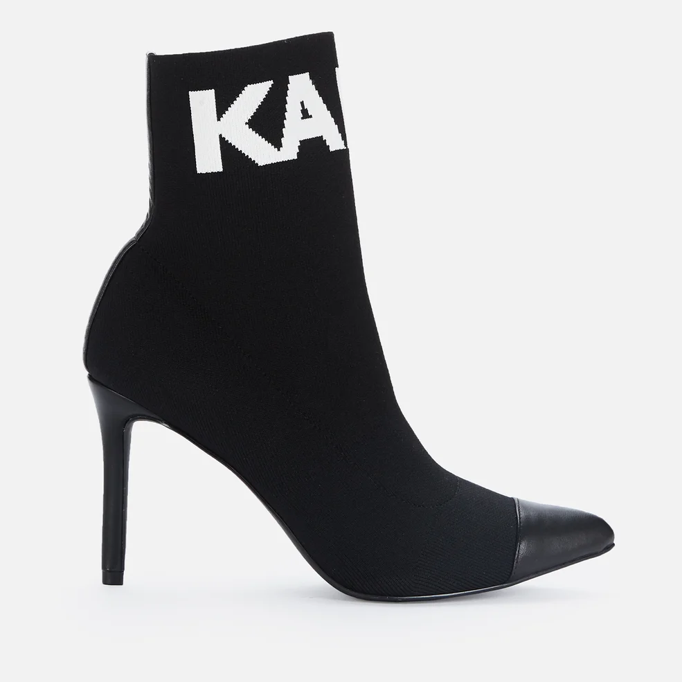 KARL LAGERFELD Women's Pandora Knitted Heeled Shoe Boots - Black Image 1