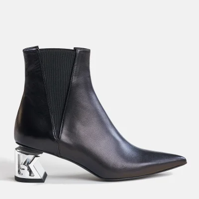 KARL LAGERFELD Women's K-Blok Leather Heeled Chelsea Boots - Black