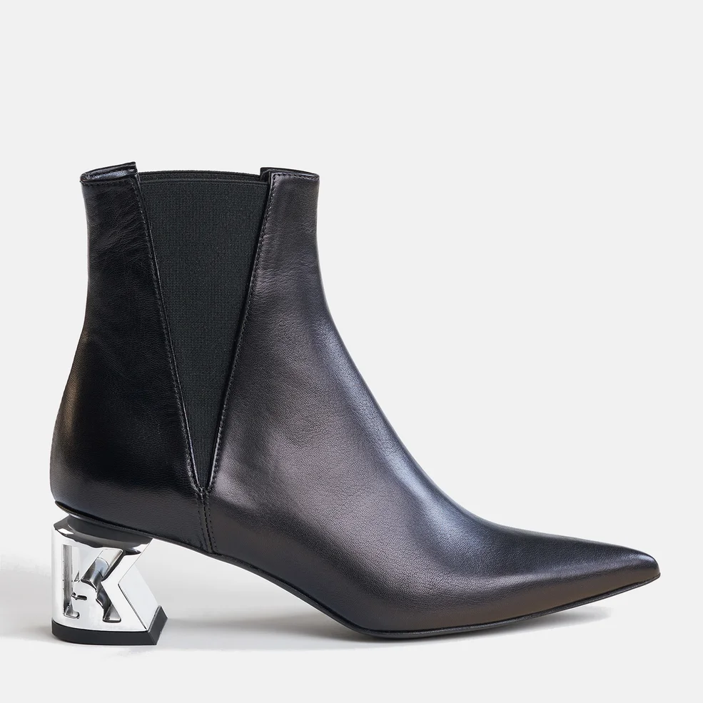KARL LAGERFELD Women's K-Blok Leather Heeled Chelsea Boots - Black Image 1