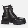 KARL LAGERFELD Women's Biker II Mid Leather Lace Up Boots - Black - Image 1