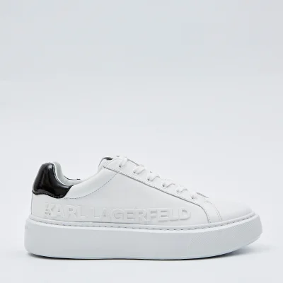 KARL LAGERFELD Women's Maxi Cup Leather Flatform Trainers - White