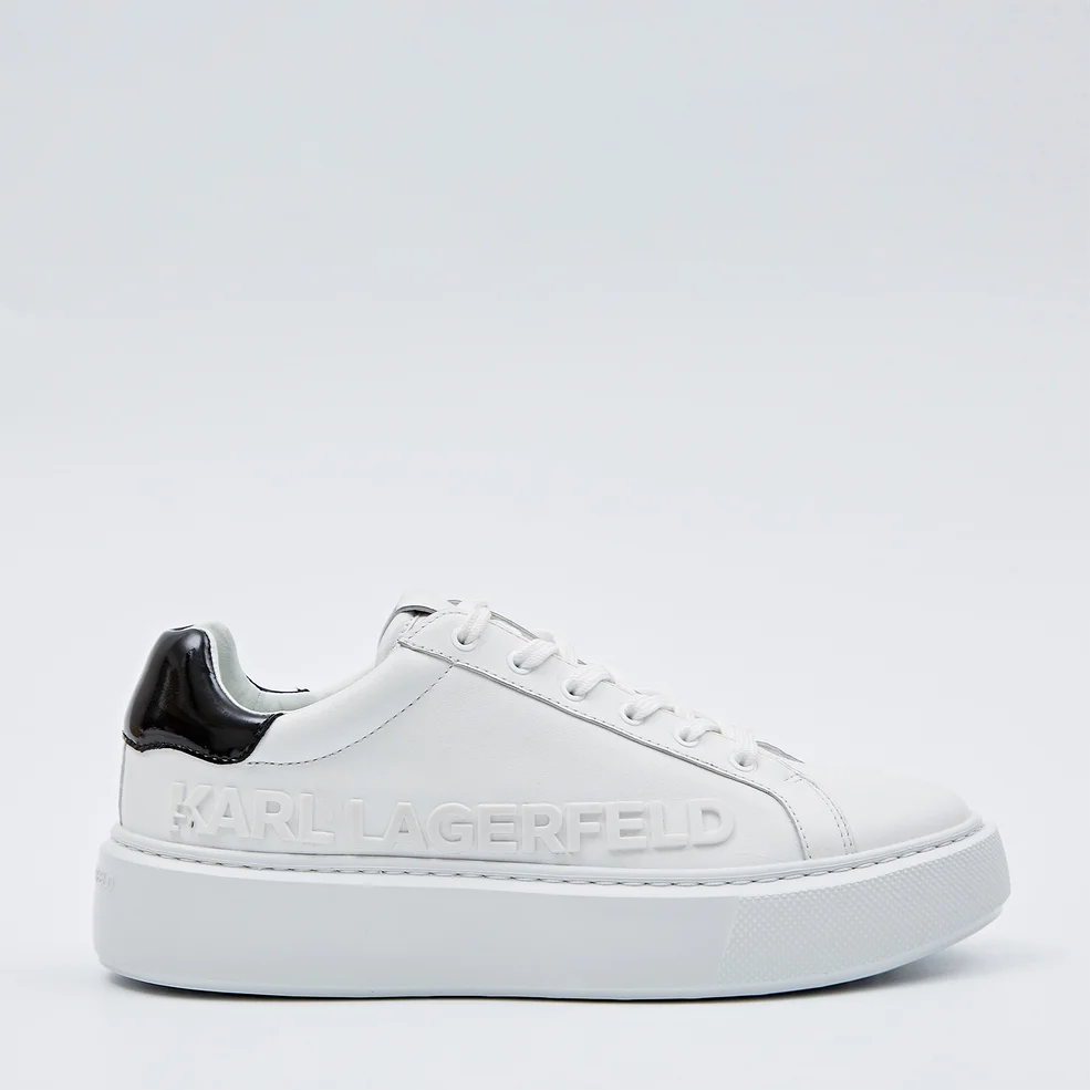 KARL LAGERFELD Women's Maxi Cup Leather Flatform Trainers - White Image 1