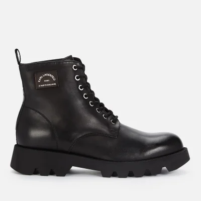 KARL LAGERFELD Men's Terra Firma Leather Lace Up Boots - Black