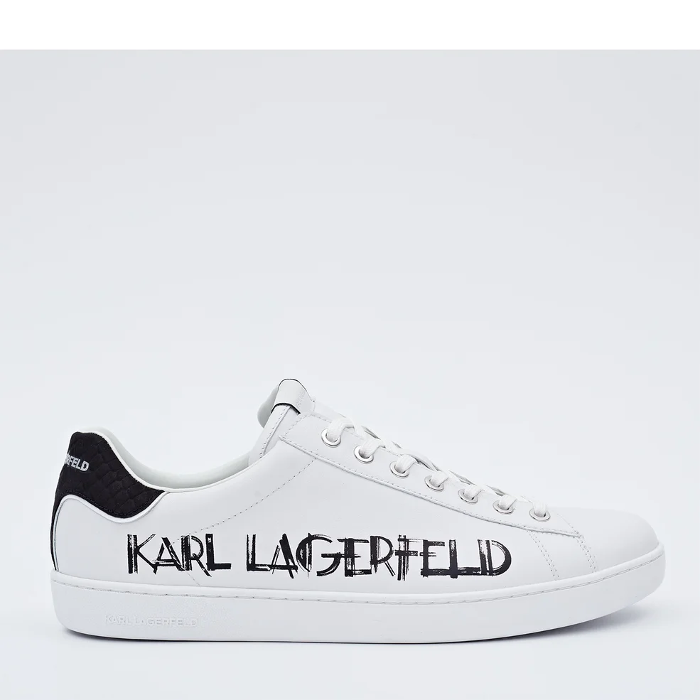 Karl Lagerfeld Men's Kourt II Art Deco Logo Leather Trainers - White/Black Image 1