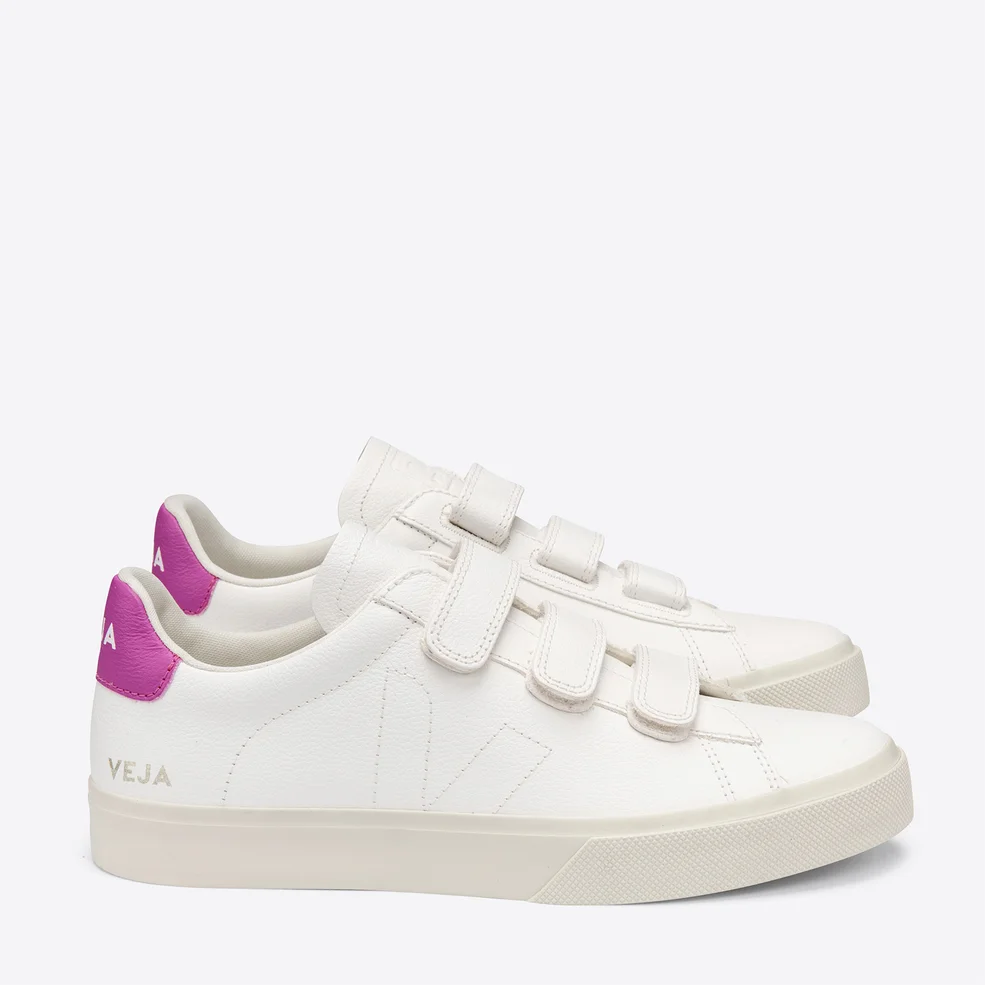 Veja Women's Recife Chrome Free Leather Velcro Trainers - Extra White/Ultraviolet Image 1