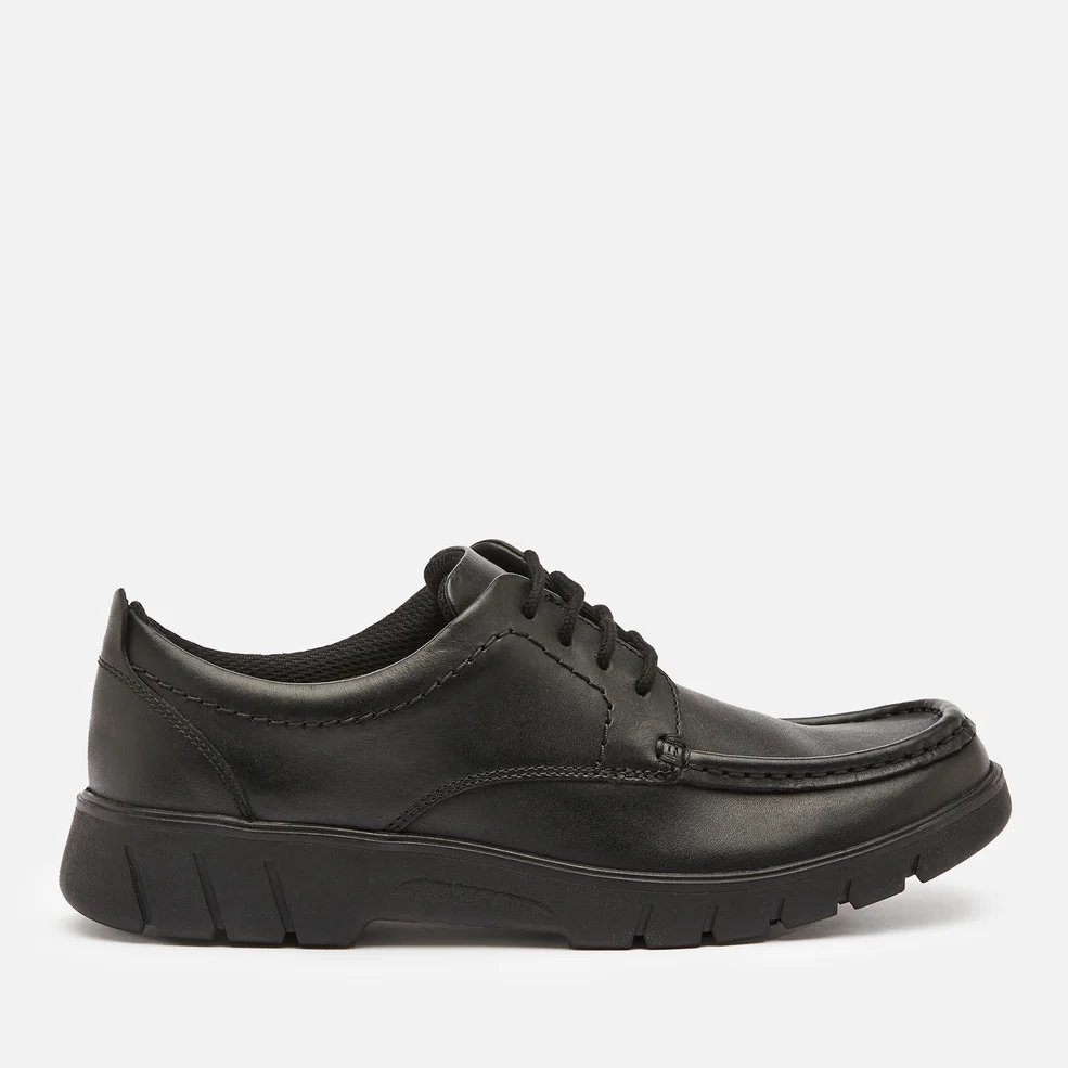 Clarks Branch Lace Youth School Shoes - Black Leather Image 1