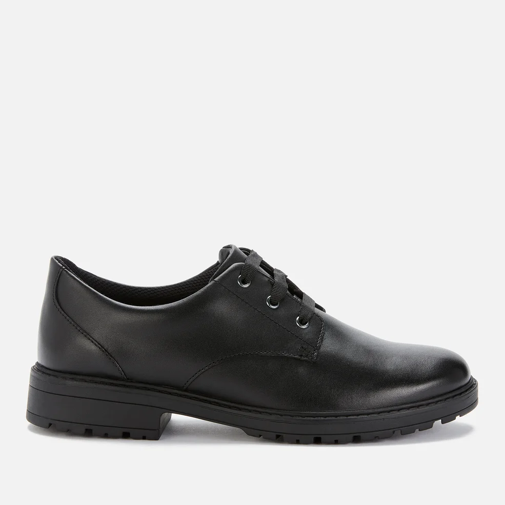 Clarks Dempster Lace Youth School Shoes - Black Leather Image 1