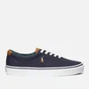 Polo Ralph Lauren Men's Keaton Recycled Canvas/Leather Vulcanised Trainers - Hunter Navy/Tartan - Image 1