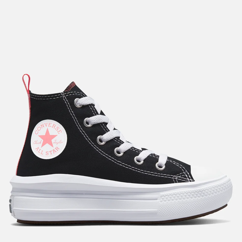 Converse Kids' Chuck Taylor All Star Move High Top Trainer - Black/Pink Salt/White Image 1