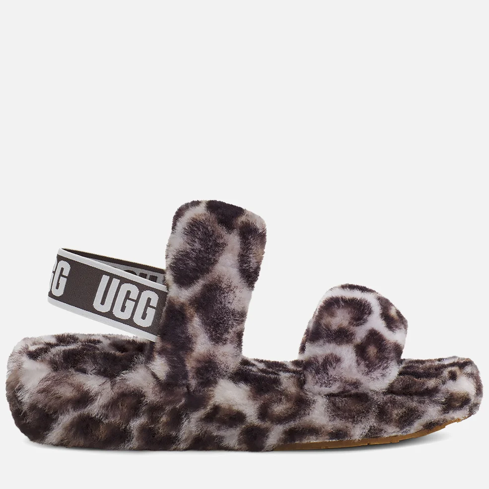 UGG Women's Oh Yeah Panther Print Sheepskin Slippers - Stormy Grey Image 1