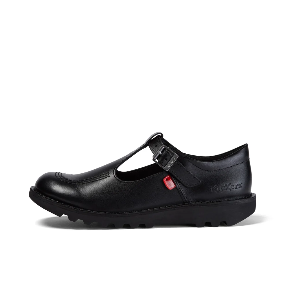 Kickers Youth Kick T Bar Leather Shoes - Black Image 1