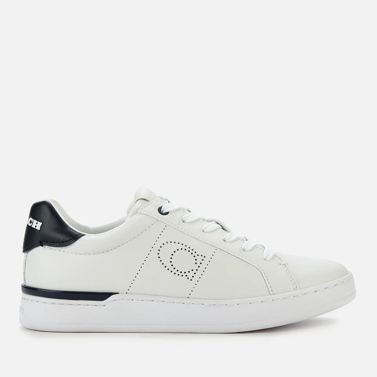 Coach Women's Lowline Leather Cupsole Trainers - Optic White/Midnight Navy Image 1