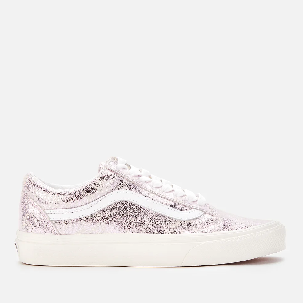 Vans Women's Cracked Leather Old Skool Trainers - Rose Gold/Blanc De Blanc Image 1