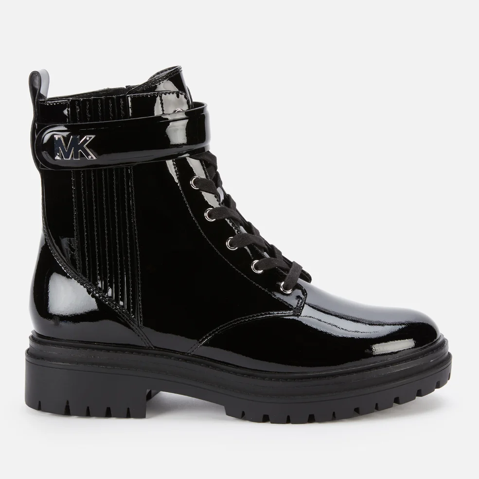 MICHAEL Michael Kors Women's Stark Patent Leather Lace Up Boots - Black Image 1