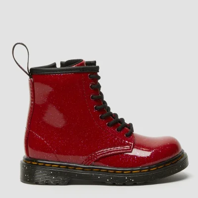 Dr. Martens Toddlers 1460 Patent Lamper Lace Up Boots - Bright Red Cosmic Glitter Toddlers