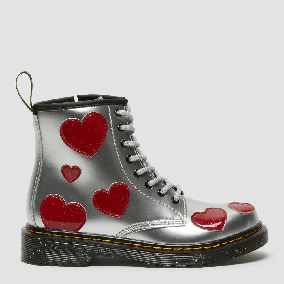 Dr. Martens Kids' 1460 Patent Lamper Lace Up Boots - Silver Metallic+Bright Red Patent Lamper+Cosmic Glitter Image 1