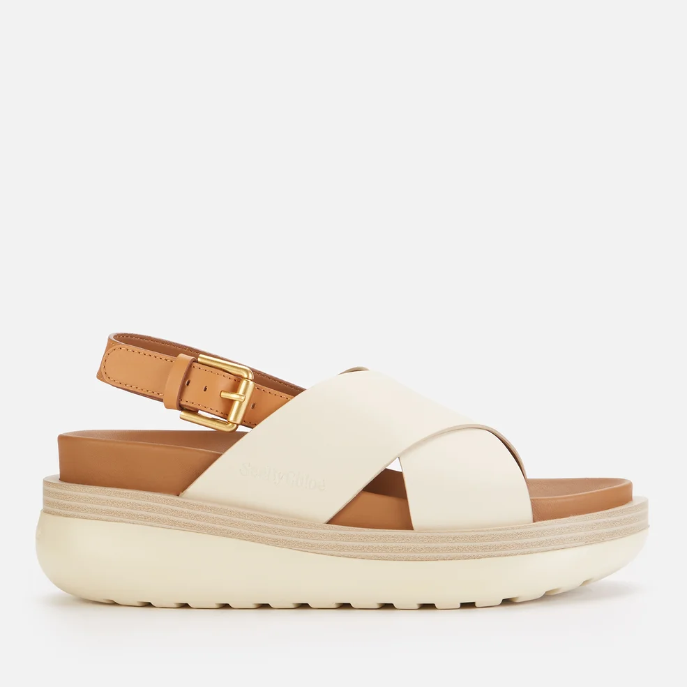 See By Chloé Women's Cicily Leather Flatform Sandals - Natural Image 1